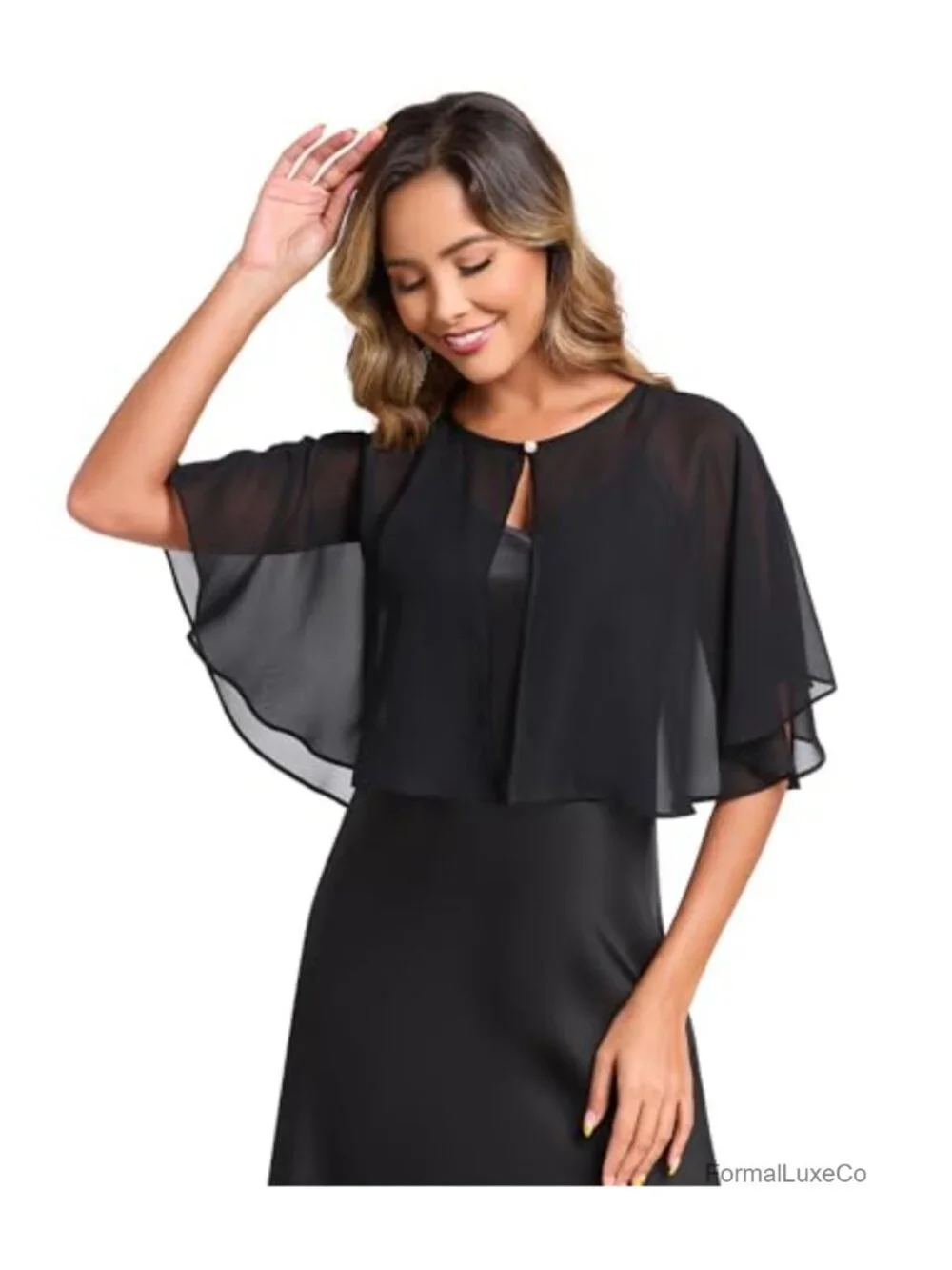 Chiffon Capelet Shawl Wrap for Women Evening Dress Bridal Accessory